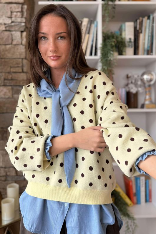 Edie Polka Dot Knit Lemon